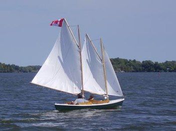 Reaching: the flag is streaming slightly to the side as the sails are sheeted to align with the apparent wind.