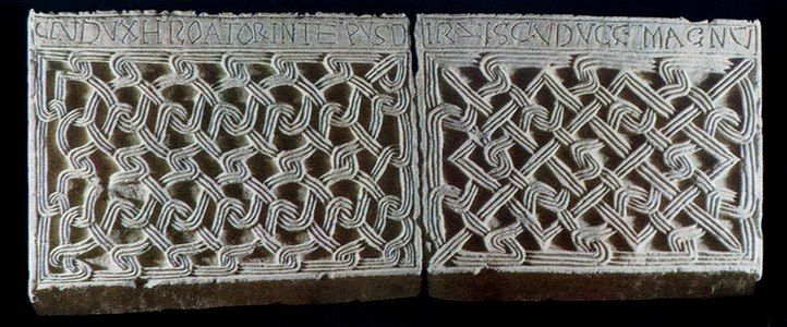 Inscription of Stephen Držislav of Croatia, 10th century, an example of the three-strand Croatian interlace