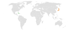 Map indicating locations of Cuba and Japan