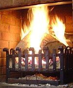 Fireplace, with grate and chimney