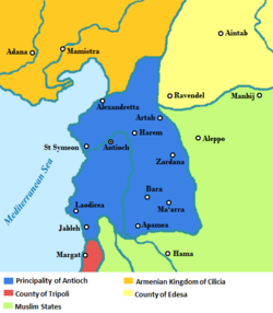 The Principality of Antioch in the context of the other states of the Near East in 1135 AD