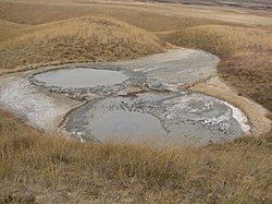 A typical mud volcano near the village of Taman