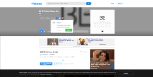 Screenshot of an audio file's download page on 4shared