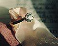 1.13 carat VVS2 diamond ring. Taken with a Cannon AE-1 35 mm SLR, with a macro lens.