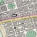 Map of much of part of Mayfair (south) and Marylebone (north) c. 1830 the square is top left