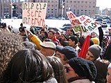 Mashtots Park activists protesting in front of the city hall of Yerevan, Armenia.