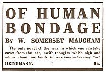 press advertisement quoting a review: "The only novel of the year in which one can take cover from the sad, swift thoughts that sigh and wine about our heads in war-time"