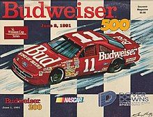 The 1991 Budweiser 500 program cover, featuring Geoff Bodine.