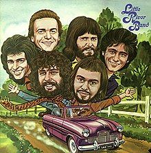 Cover of the original Australian version of the album Little River Band. Clockwise, from left: Beeb Birtles, Glenn Shorrock, Graham Goble, Derek Pellicci, Ric Formosa, Roger McLachlan.