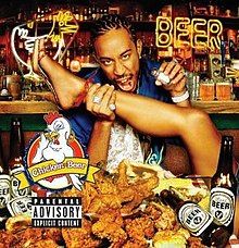 The album cover shows Ludacris is holding a woman's leg and a salt container. There was chicken drumsticks and two bottles of beer.