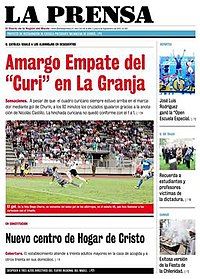 Front page of La Prensa's 9 September 2013 edition.