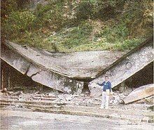 A building brought down to the ground by a mortar