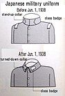 Design of Japanese Army uniforms, before and after the June 1, 1938 revision.