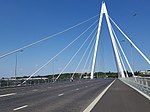 Walking across the bridge