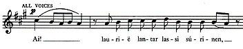 A line of sheet music in Gregorian chant style