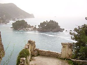 View of the shore from a castle