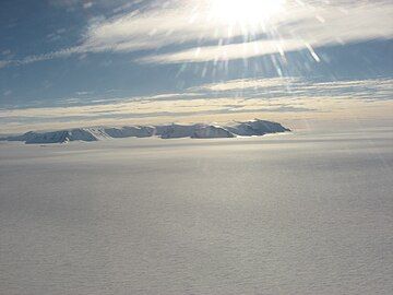 Distant aerial view of the Thiel Mountains