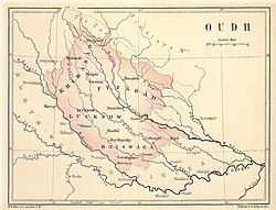 The Kingdom of Oudh in 1856 (red)