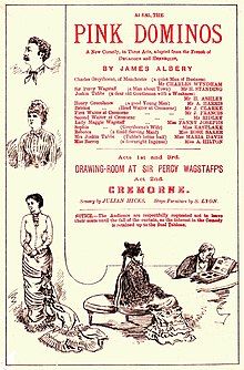 Theatre programme, with line drawings of characters from the play, plus a cast list, headed by Wyndham