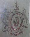 The Coat of Arms of Maharaja Gopal Lal Roy as depicted on a ground floor French Door window panel