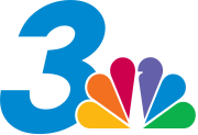 An italicized geometric sans serif 3 next to the NBC peacock