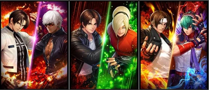 three images depicting different concept and designs of Kyo and fellow characters.