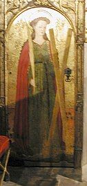 Virgin-martyr Eulalia of Barcelona, the most famous virgin-martyr in Spain, burnt at the stake.