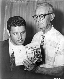 Johnston McCulley (right) with Zorro's television portrayer, Guy Williams, c. 1958