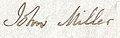 Signature of John Miller who inherited Chapelton, then called Laigh Chapelton, from his father James in 1789.