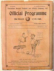 A programme from 1910, showing a cartoon of a Spurs cockerel