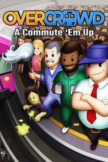 The cover of Overcrowd: A Commute 'Em Up, depicting commuters and staff in on a metro train platform.